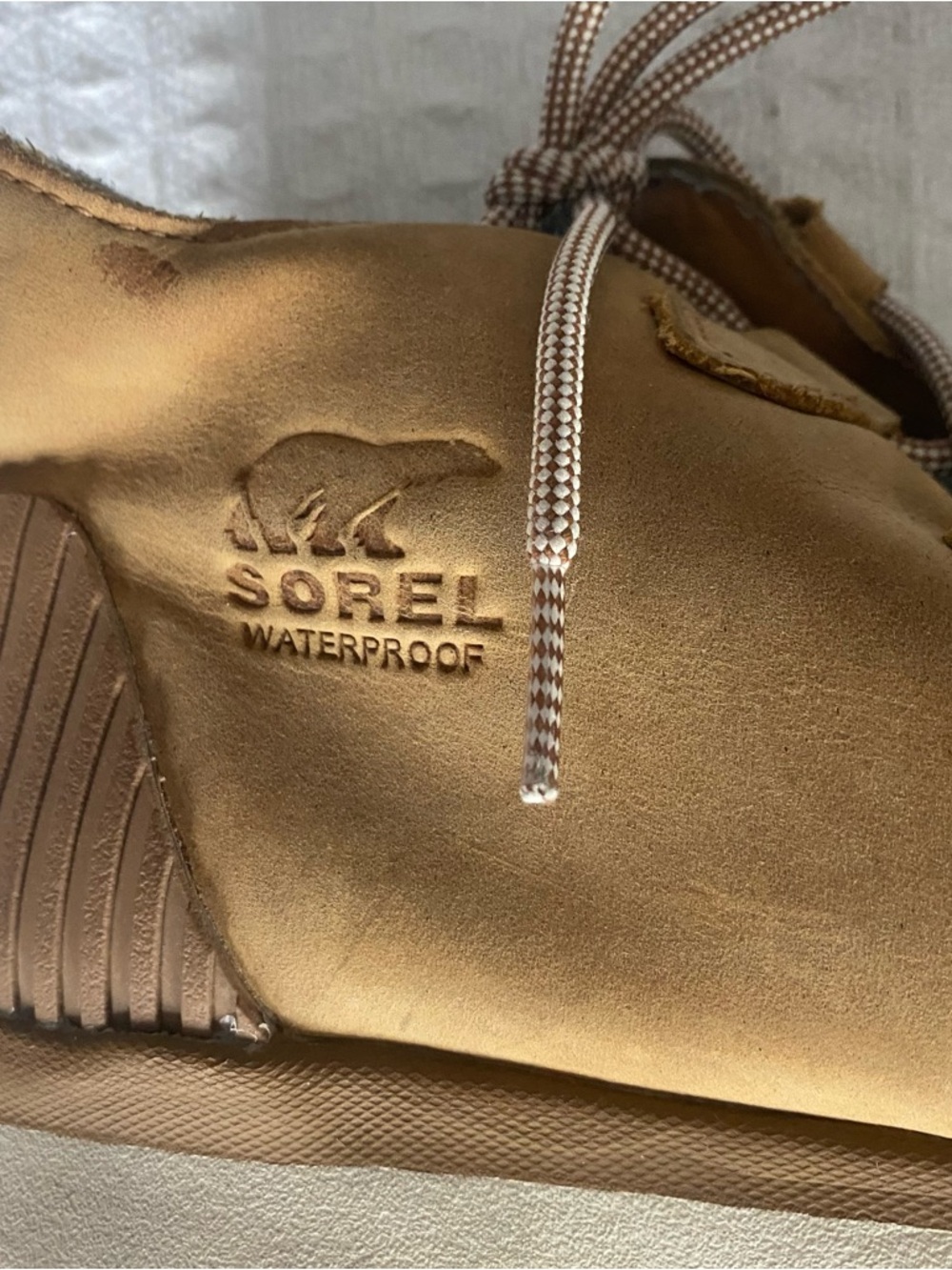 Sorel Tan Leather & Gray Wool Casual Lace-Up Boots size 10 - Picture 11 of 12